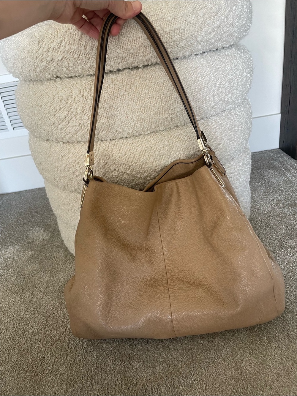 COACH Madison Leather Phoebe Shoulder Bag 24621 CAMEL khaki brown